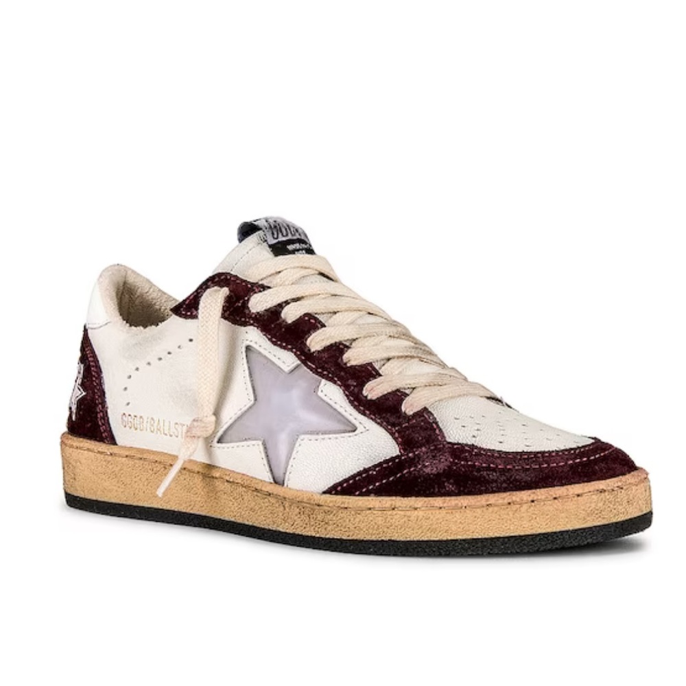 NEW Golden Goose Ballstar Sneakers in Red Wine & White